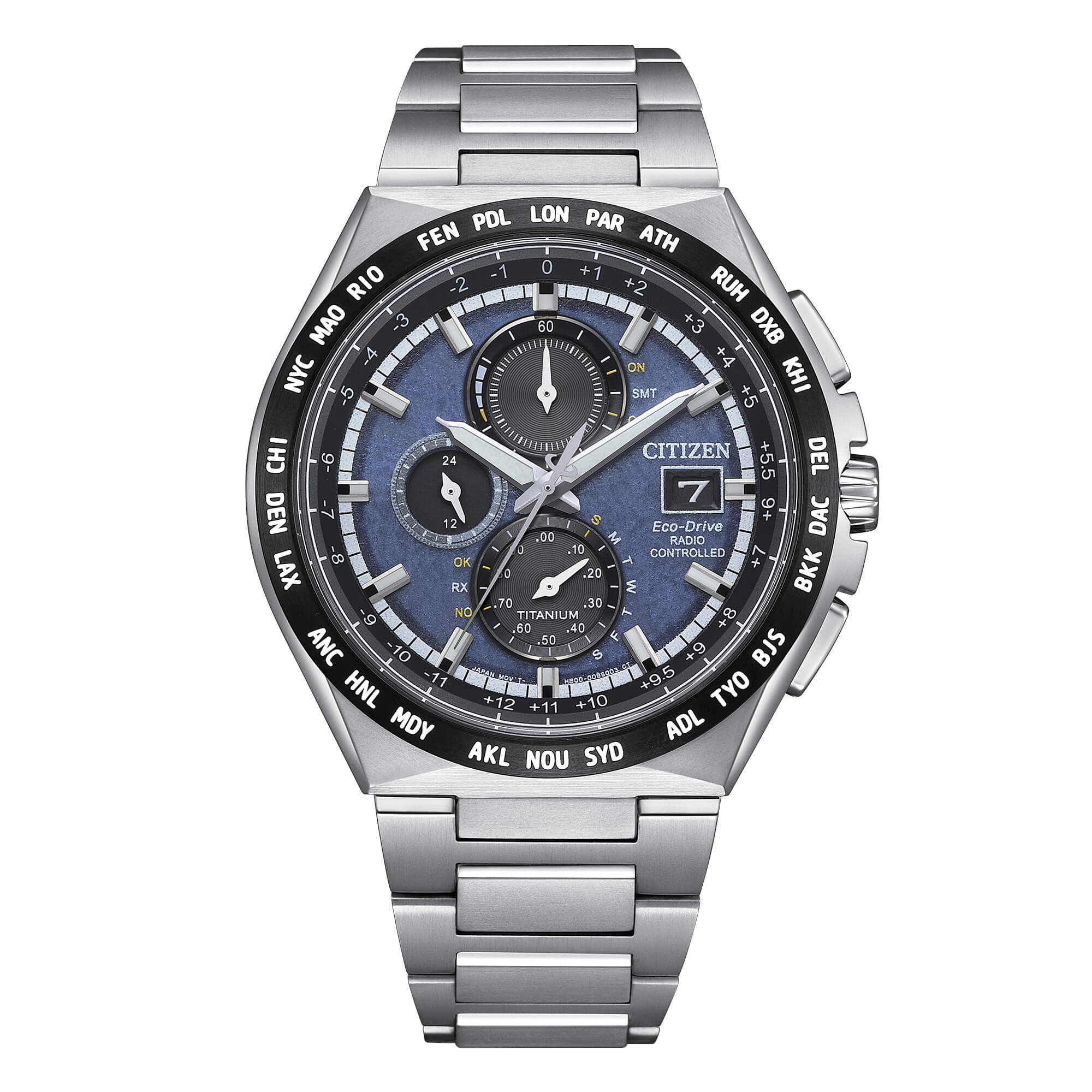 Orologio Uomo Citizen Super Titanio Radio Controllato Blu AT8238-84L